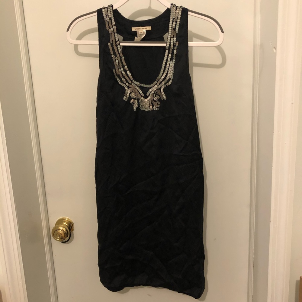 Vertigo Silk Tank Dress Metal Flat Bead Detailing